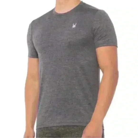Spyder Men’s Textured Lightweight Knit T-Shirt Short Sleeve Grey Size Small NWT - Picture 1 of 7